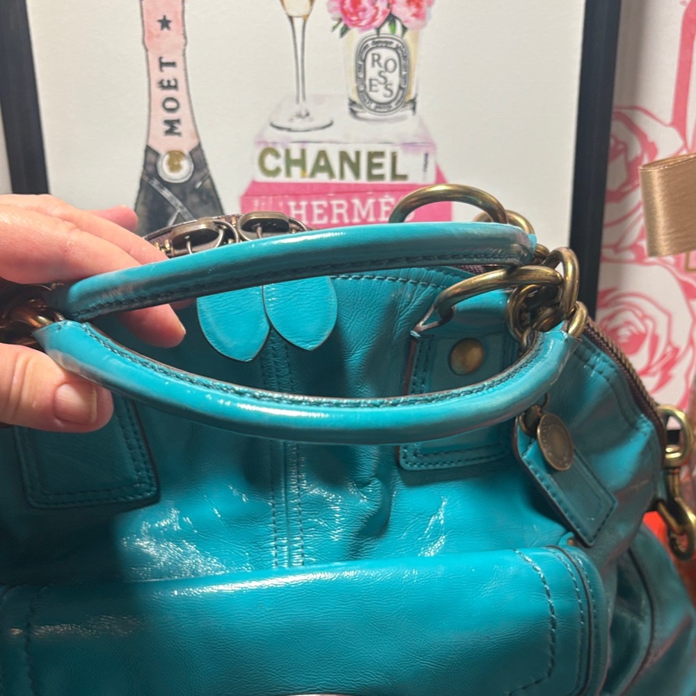 Coach Legacy Francine Satchel and Kisslock Turnlock Wallet Patent Turquoise 2008 - Picture 11 of 17